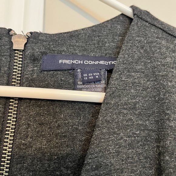 French Connection grey plunge mini dress, size 8, padded shoulders - Picture 2 of 3